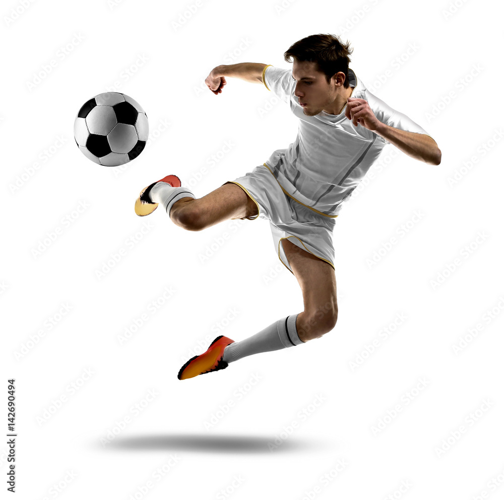 Professional football player on white background Professional football player on white background