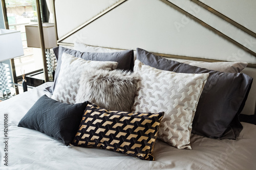 Luxury room setting with bed and pillows