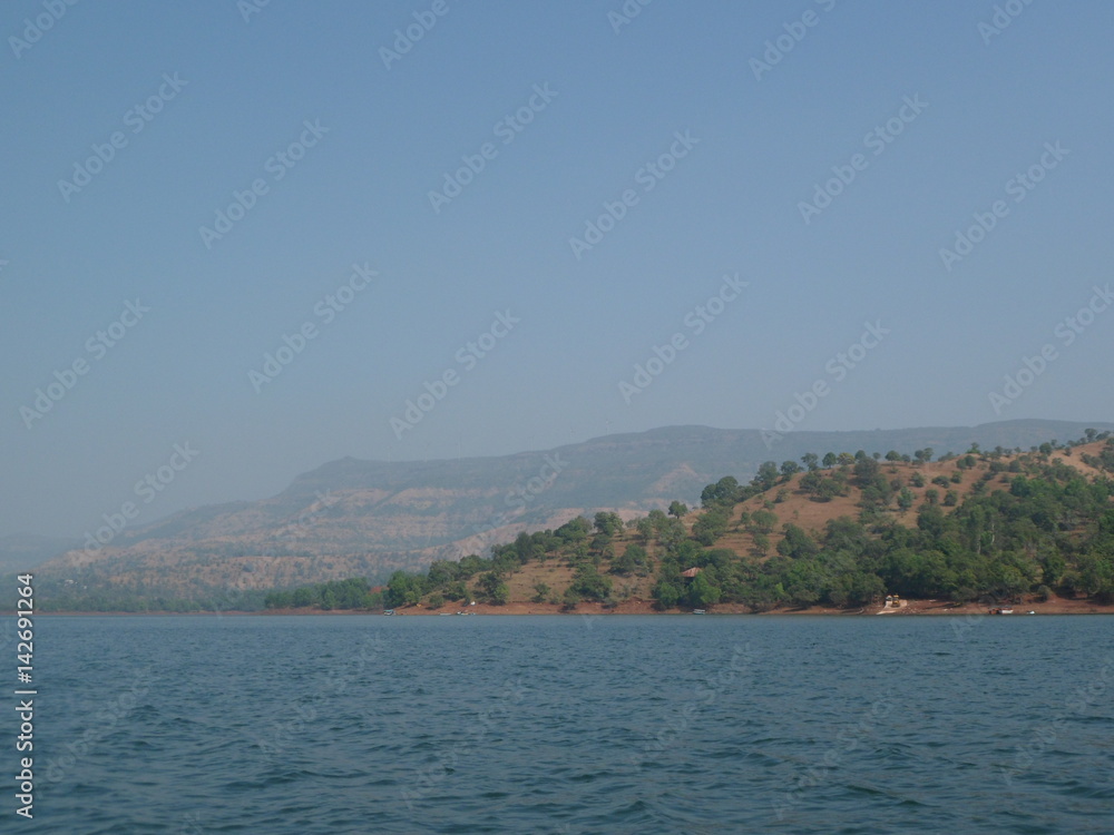 View of  lake and mountains  at mahabaleshwar india 