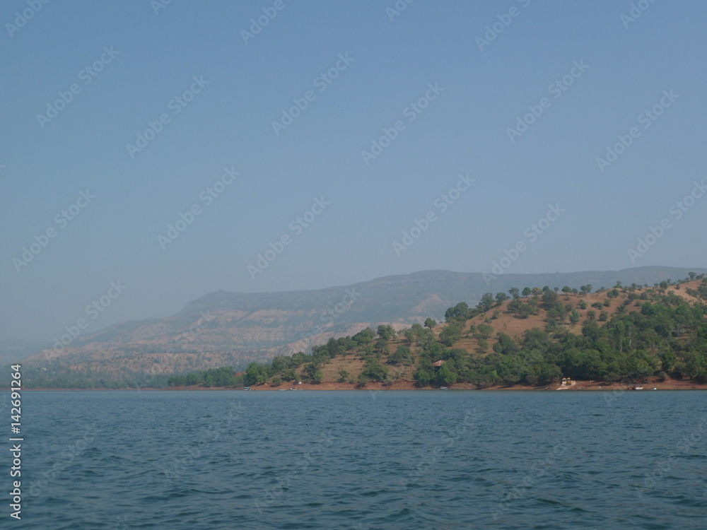 View of lake and mountains at mahabaleshwar india View of lake and mountains at mahabaleshwar india