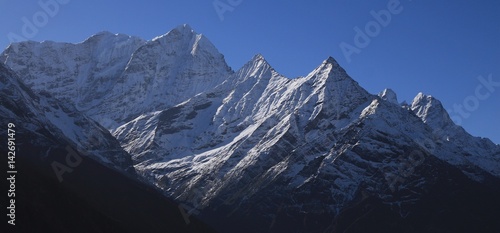Khusum Khangaru and other high mountains in the Everest National Park. View from Namche Bazar. © u.perreten