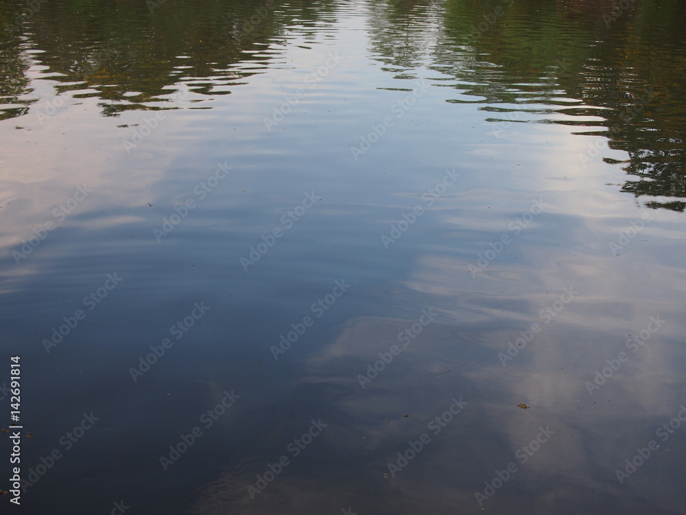 Water mirror reflects the sky and trees Water mirror reflects the sky and trees