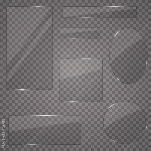Set of glass plates. Vector glass banners on a transparent background.transparency.for publicity.