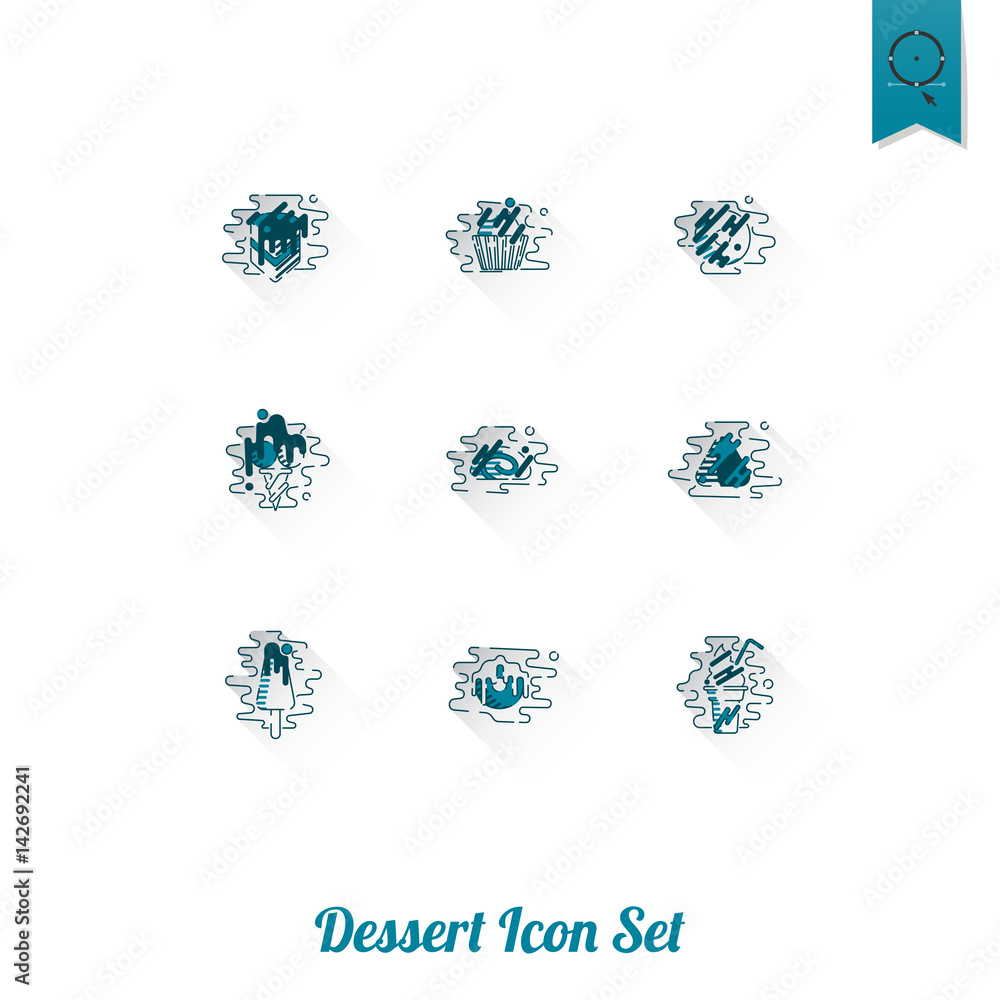 Dessert Icon Set in Modern Flat Design Style Dessert Icon Set in Modern Flat Design Style