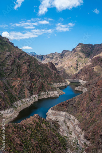 View of the Parralillo dam and the lake, Gran Canaria