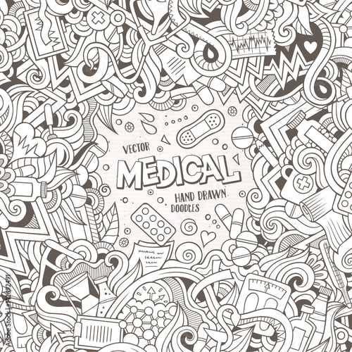 Cartoon cute doodles Medical frame