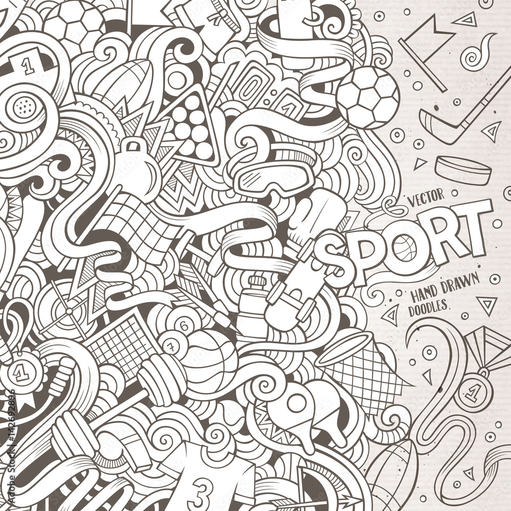 Cartoon cute doodles Sport frame Cartoon cute doodles Sport frame
