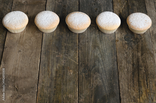 Row of five muffins