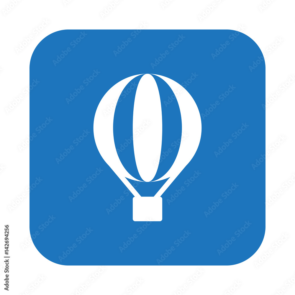 Hot air balloon flat icon, filled vector sign, colorful pictogram on rounded square button isolated on white. Symbol, logo illustration. Flat design, pixel perfect Hot air balloon flat icon, filled vector sign, colorful pictogram on rounded square button isolated on white. Symbol, logo illustration. Flat design, pixel perfect
