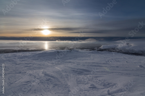 view from the mountain Ajkuajvenchorr, ski resort BigWood/ view from the mountain Ajkuajvenchorr, Murmansk region, Russia