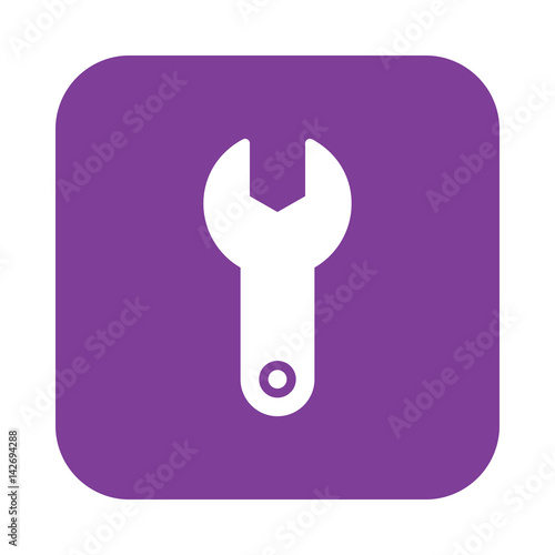 Wrench, spanner flat icon, filled vector sign, colorful pictogram on rounded square button isolated on white. Symbol, logo illustration. Flat design, pixel perfect