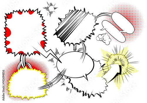 Vector illustrated comic book style background with speech bubbles.