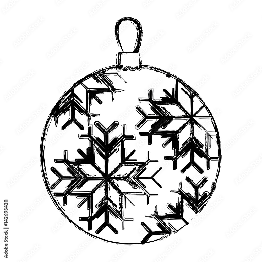 Fototapeta premium blurred sketch silhouette garland christmas with snowflakes decorative vector illustration