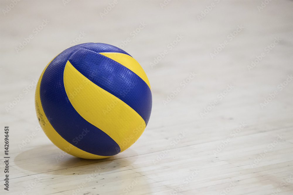 Volleyball on a wooden floor