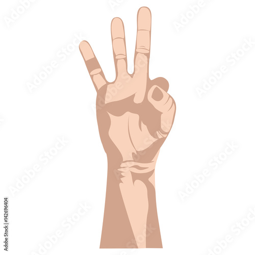 sketch silhouette skin color arm with three fingers symbol vector illustration