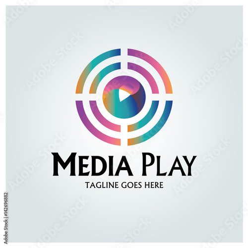 Media play logo  design template. Vector illustration