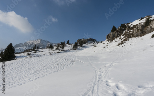 Snowy Winter Landscape on Italian Alps