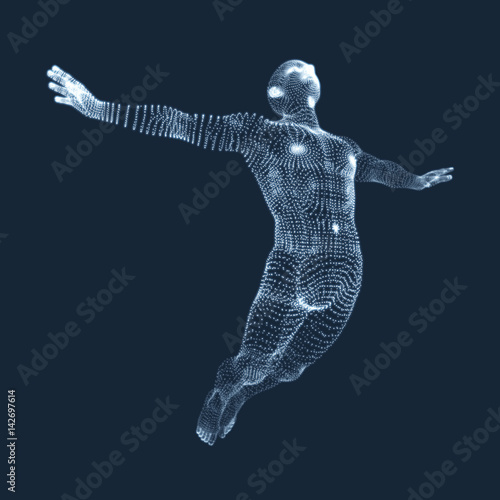 Business, Freedom or Happiness Concept. 3D Human Body Model.