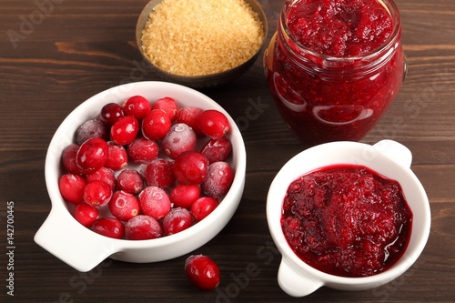 Cranberries and cranberry jam.