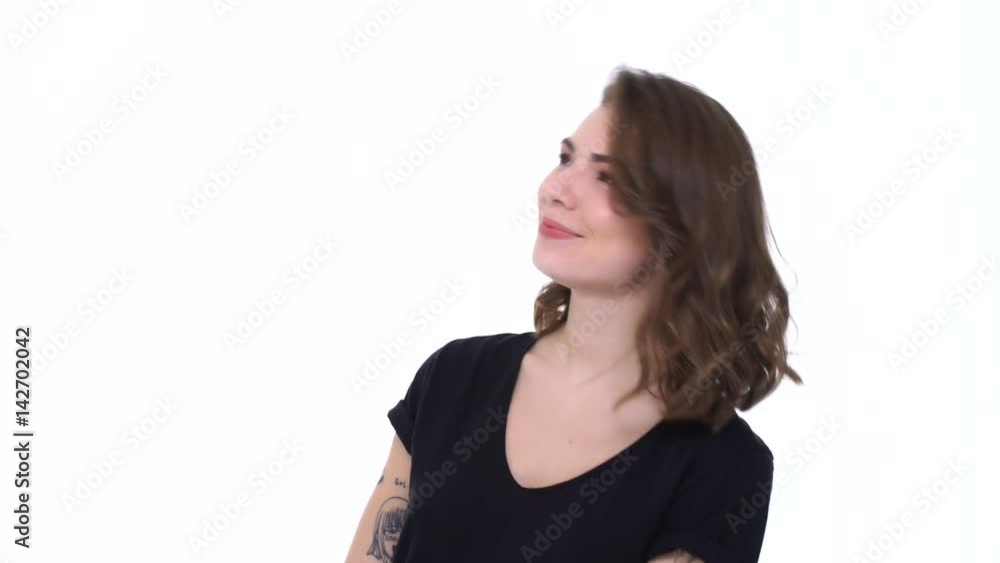 Preety cute teenager girl laughing and looking at camera isolated on white background Preety cute teenager girl laughing and looking at camera isolated on white background