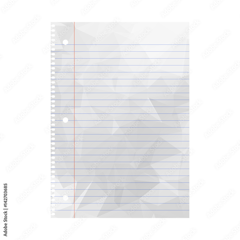 Bakken interval Gevangenisstraf Wrinkled Note paper. Notebook paper with lines isolated on background.  Vector illustration. Stock Vector | Adobe Stock