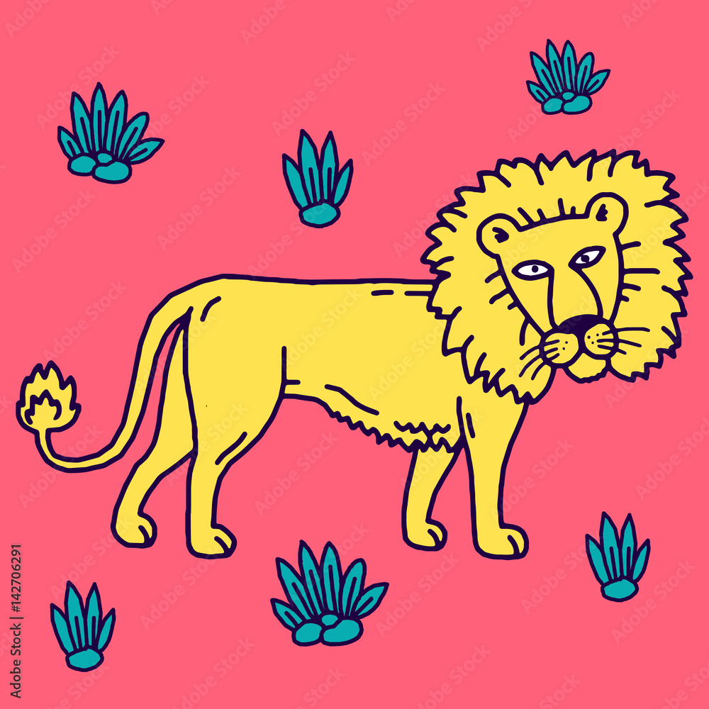 Vector illustration of Lion cartoon set collection Vector illustration of Lion cartoon set collection