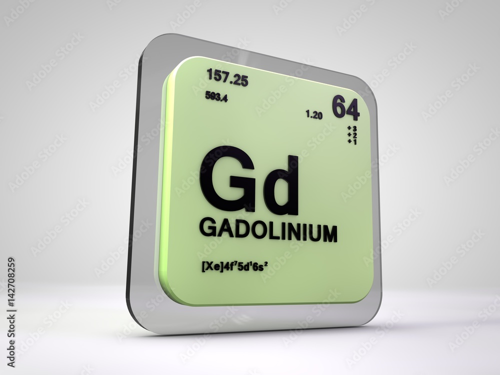 gadolinium - Gd - chemical element periodic table 3d render gadolinium - Gd - chemical element periodic table 3d render