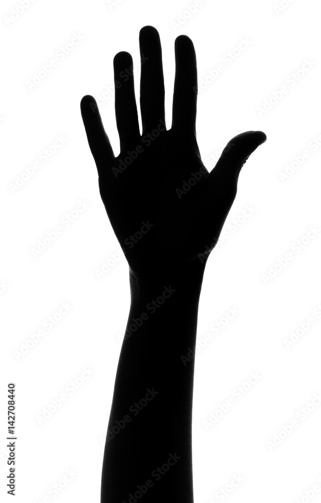 silhouette of palm showing number silhouette of palm showing number