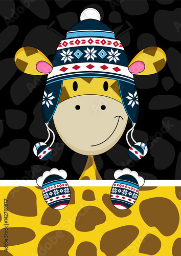 Cartoon Wooly Hat Giraffe 