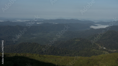 A morning sight Pilok Mountain in the north of Thong Pha Phum National Park, Thailand