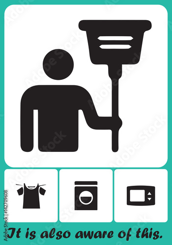 Men help in house. Anti-sexist icon poster