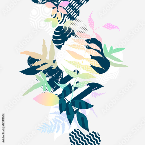 Abstract colorful botanical composition