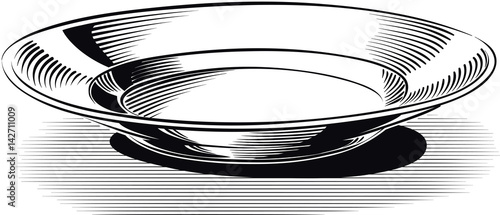 Flat porcelain dessert, empty.
