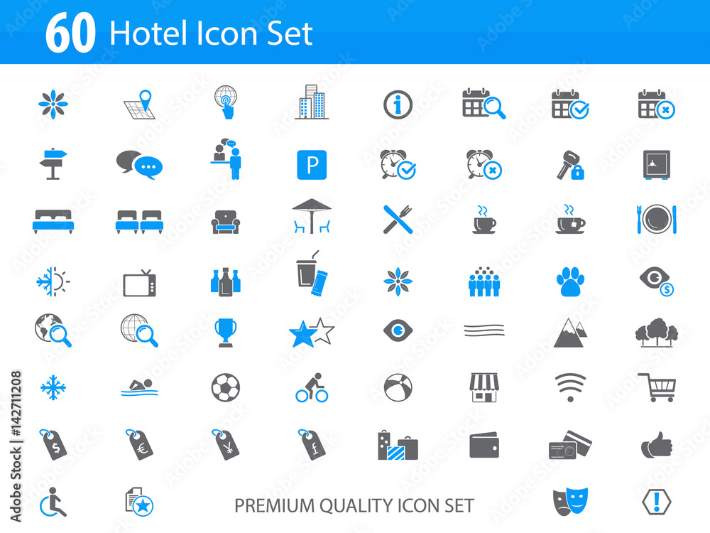 Hotel icon set - hotel amenities icons Hotel icon set - hotel amenities icons
