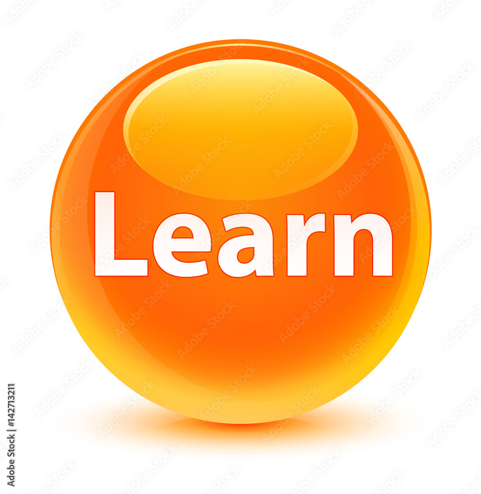 Learn glassy orange round button Learn glassy orange round button