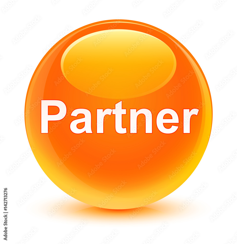 Partner glassy orange round button Partner glassy orange round button