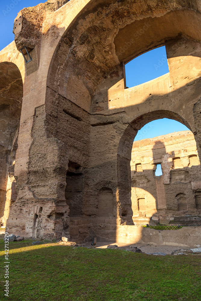 Rome, Italy. The grandiose ruins of the thermae Caracalla, 217