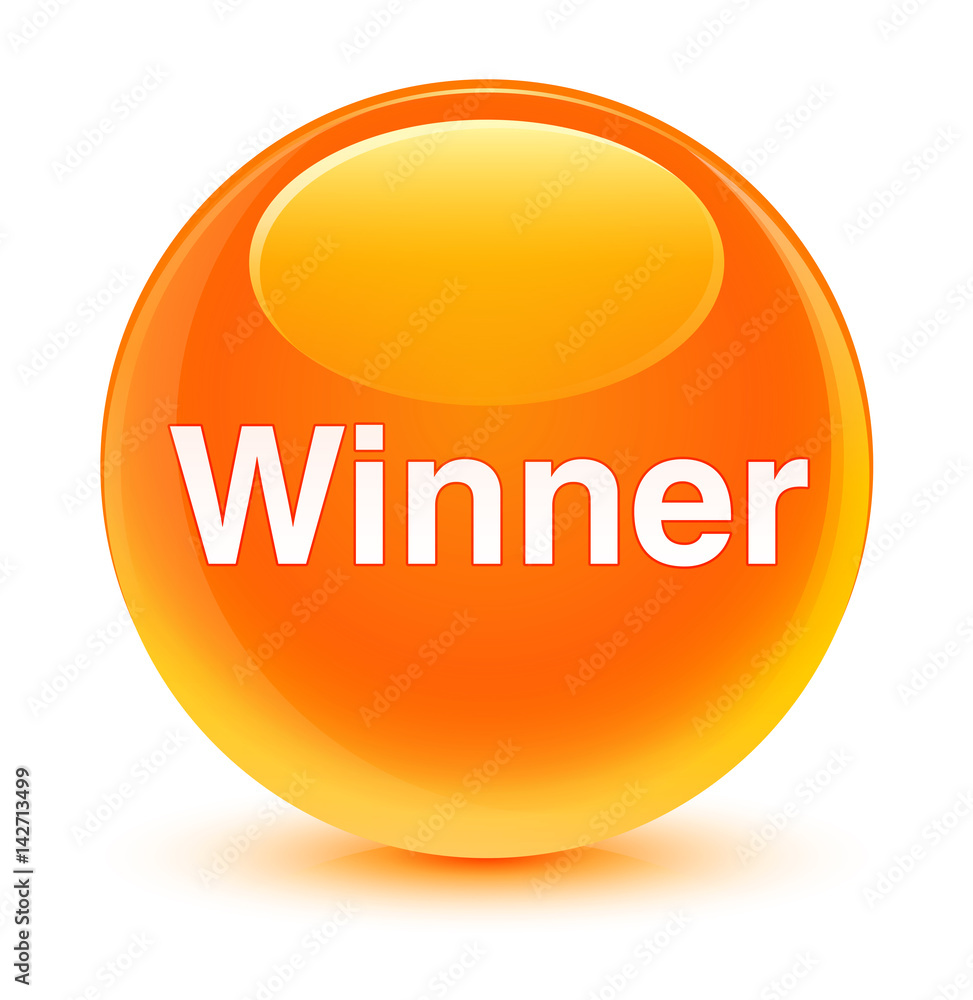 Winner glassy orange round button Winner glassy orange round button