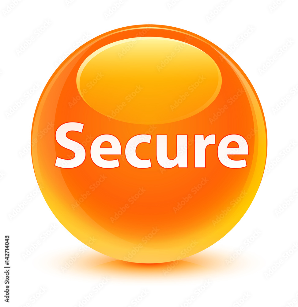 Secure glassy orange round button Secure glassy orange round button