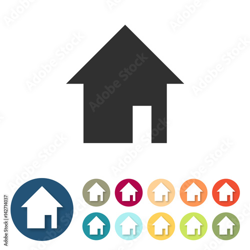 Button-Set bunt flach - Haus