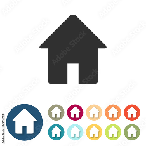 Button-Set bunt flach - Haus symmetrisch