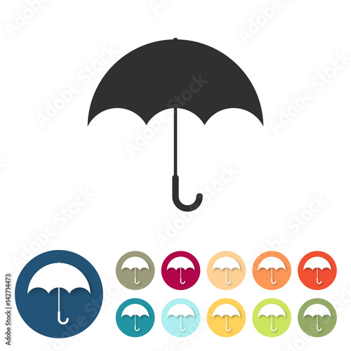 Button-Set bunt flach - Regenschirm