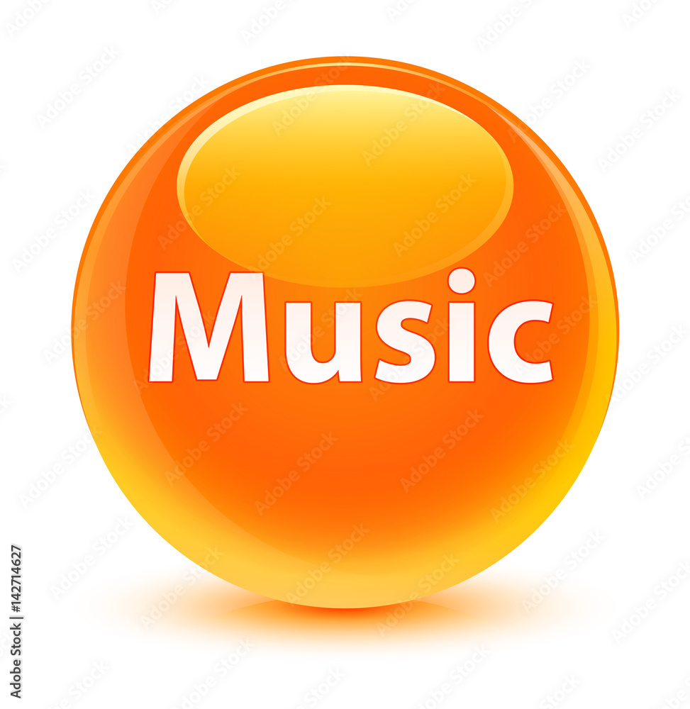 Music glassy orange round button Music glassy orange round button