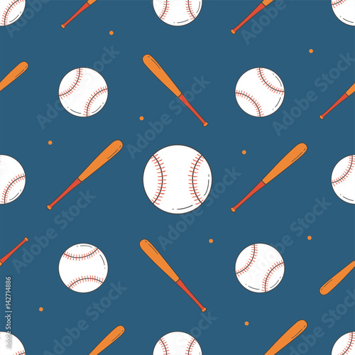 Photography Baseball Seamless Pattern. Bat and Ball Pattern