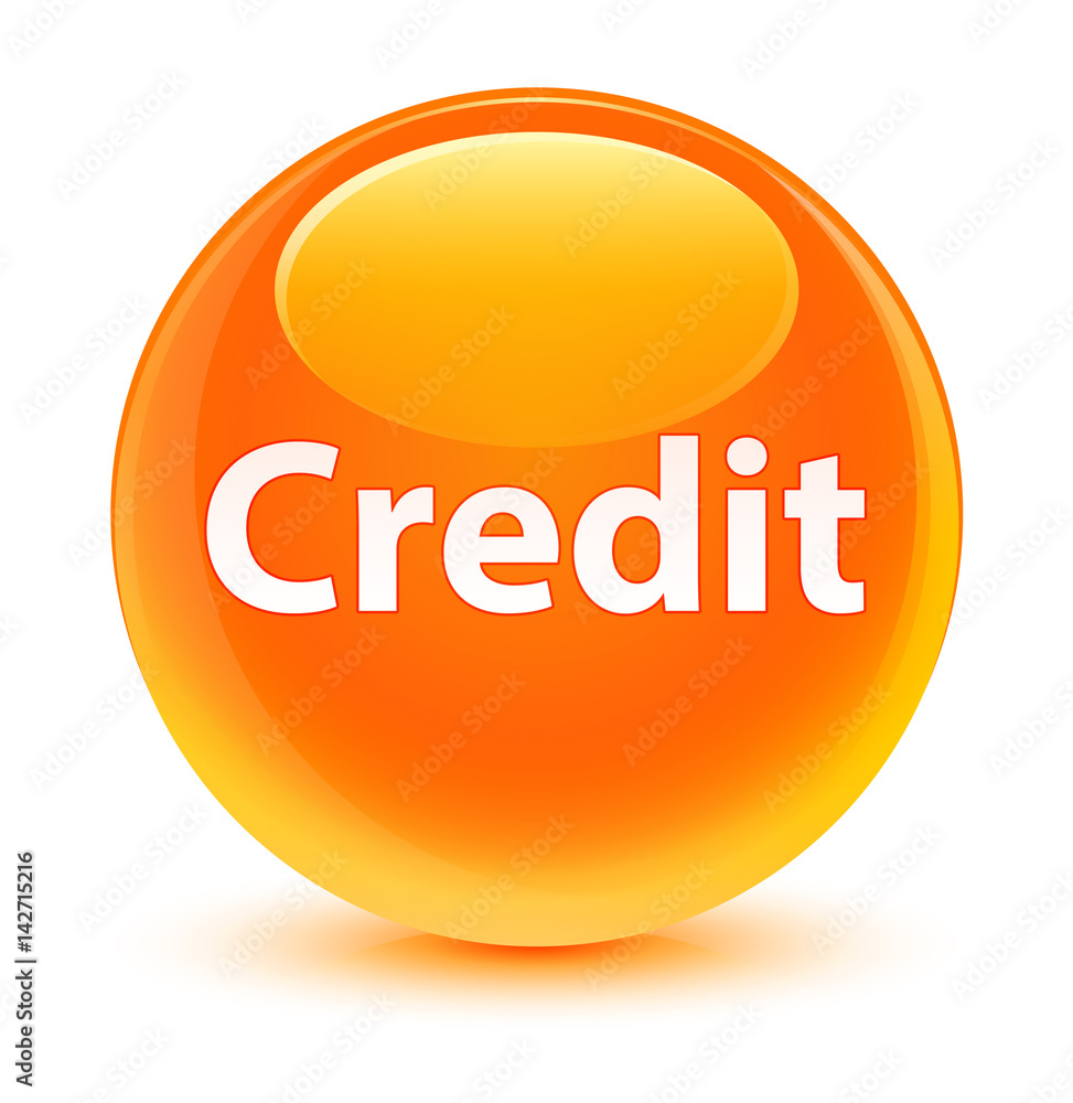 Credit glassy orange round button Credit glassy orange round button