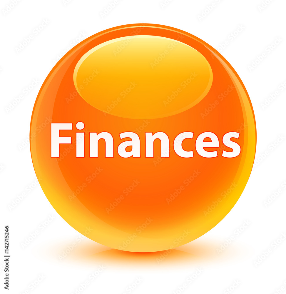 Finances glassy orange round button Finances glassy orange round button