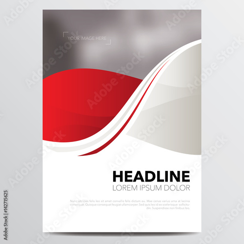 Brochure, flyer, poster, magazine, annual report cover design template with red wave. Vector illustration.