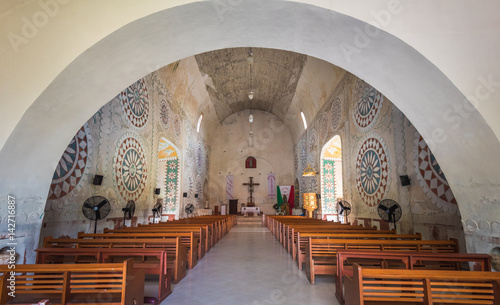 Interior of the Church in Uayma mayan town, Yucatan, Mexico photo