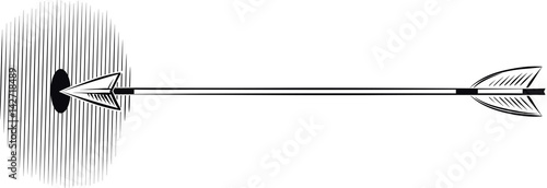 Arrow shot, it hits a target.