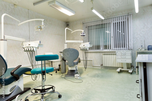 Interior dental office - chair and tools